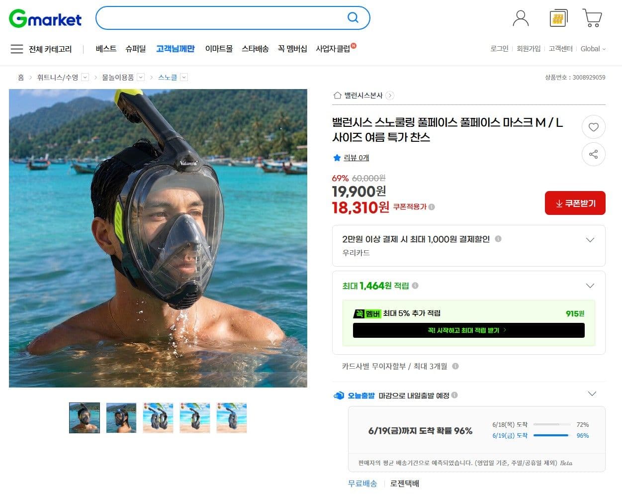 밸런시스 풀페이스 마스크