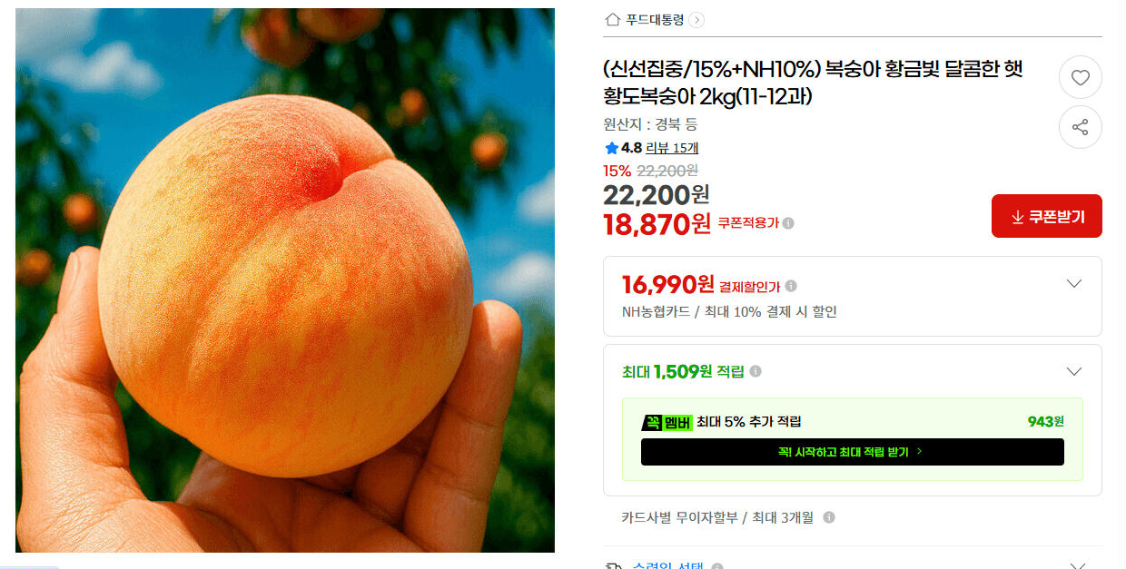 황도복숭아 2kg