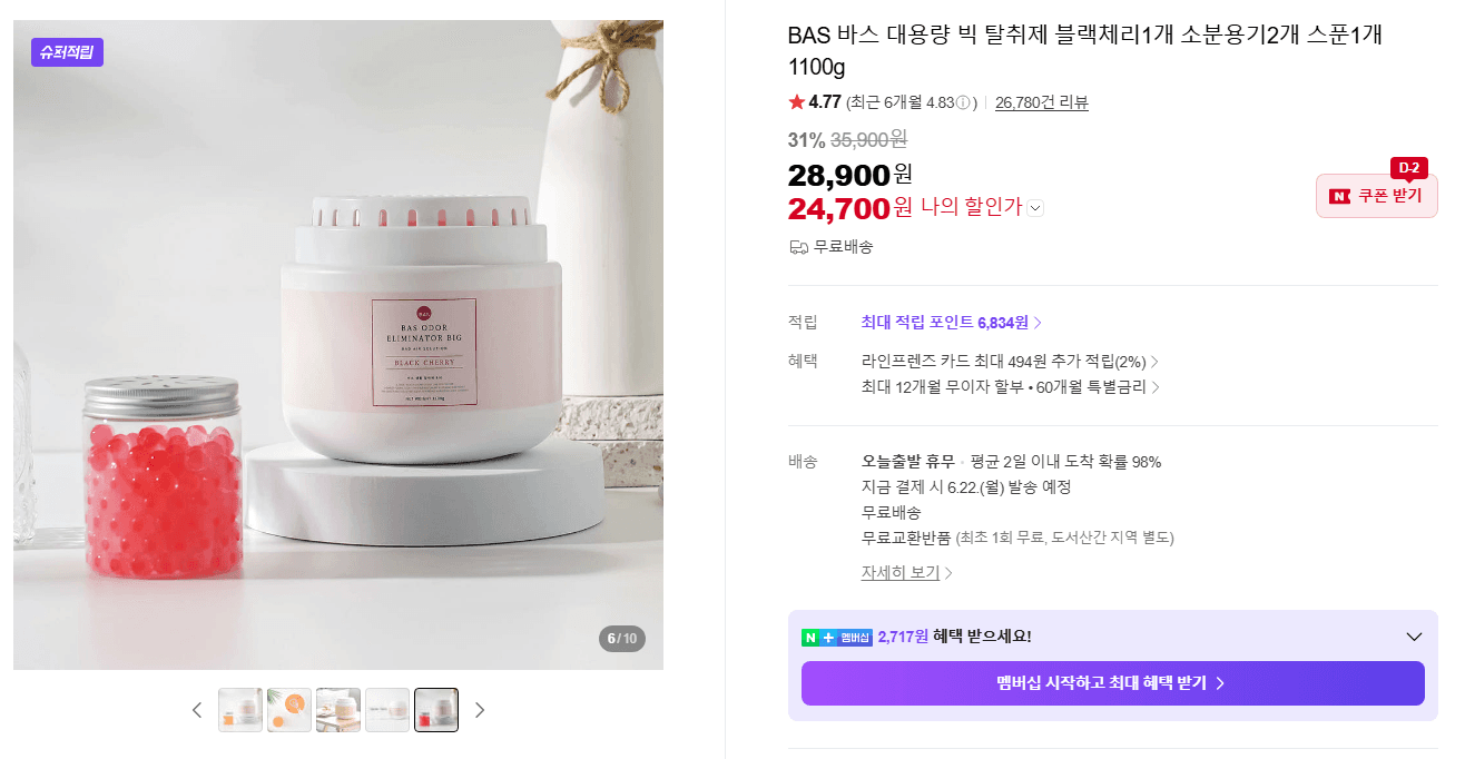 BAS 빅 탈취제 1100g