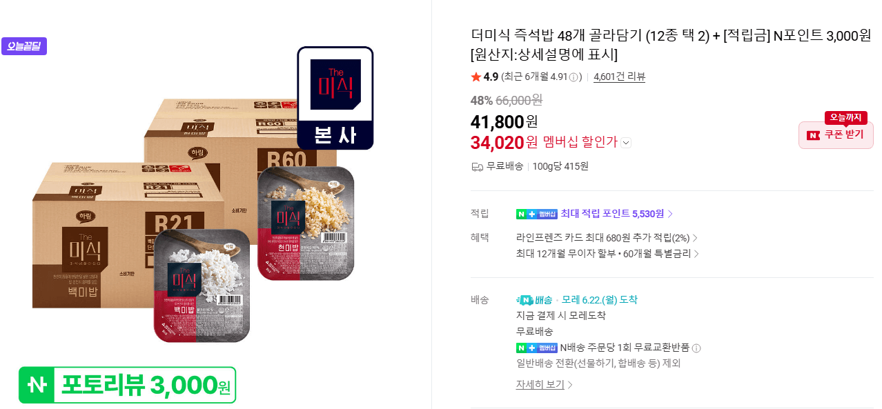 더미식 즉석밥 48개