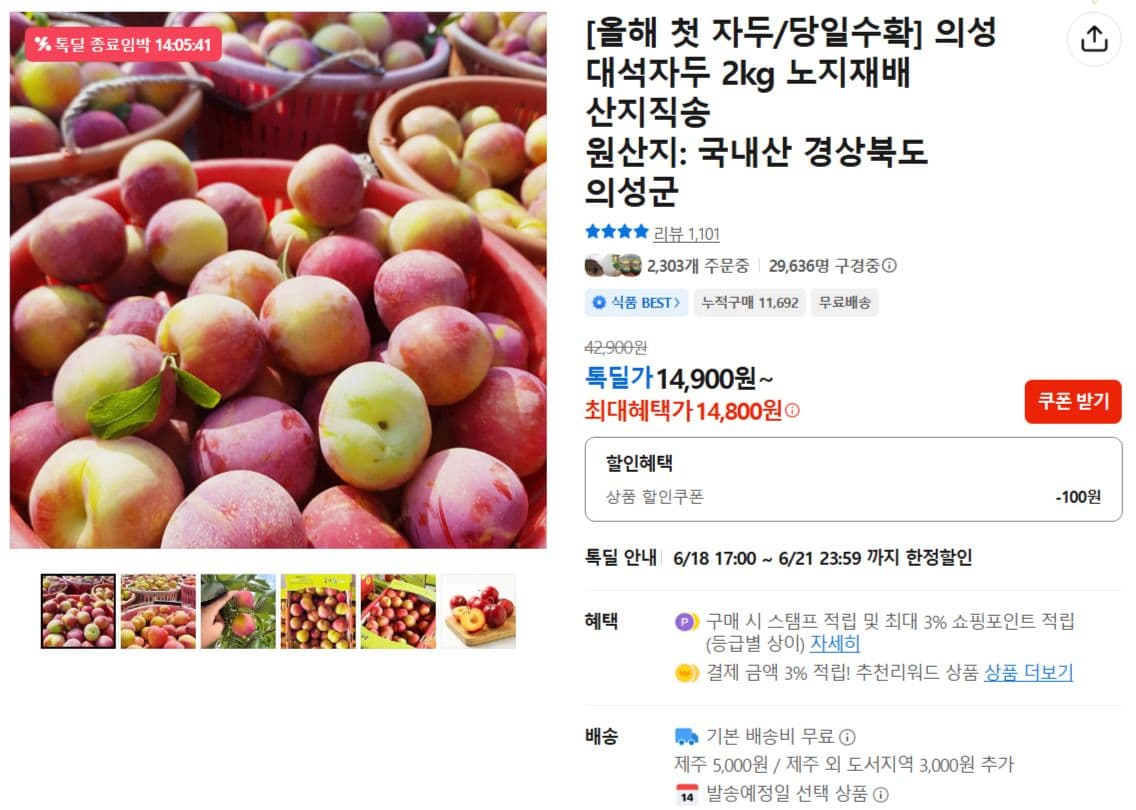 의성 대석자두 2kg