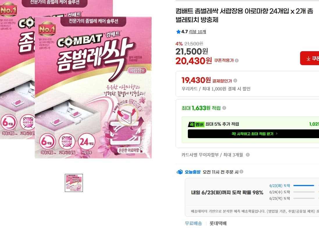 컴배트 좀벌레싹 24개입 2팩