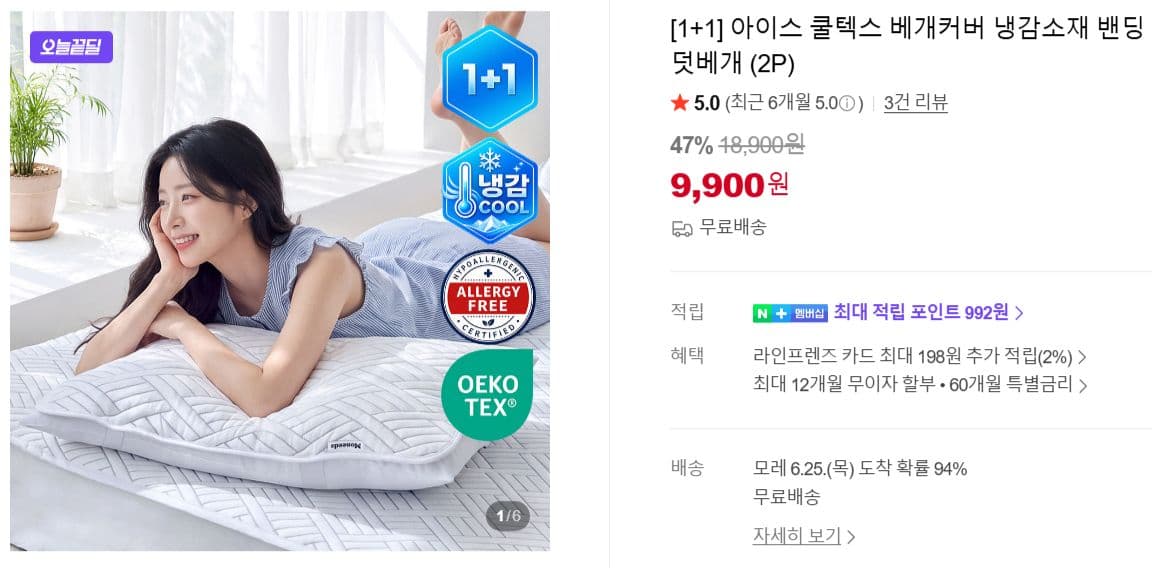 아이스 쿨텍스 베개커버 2P