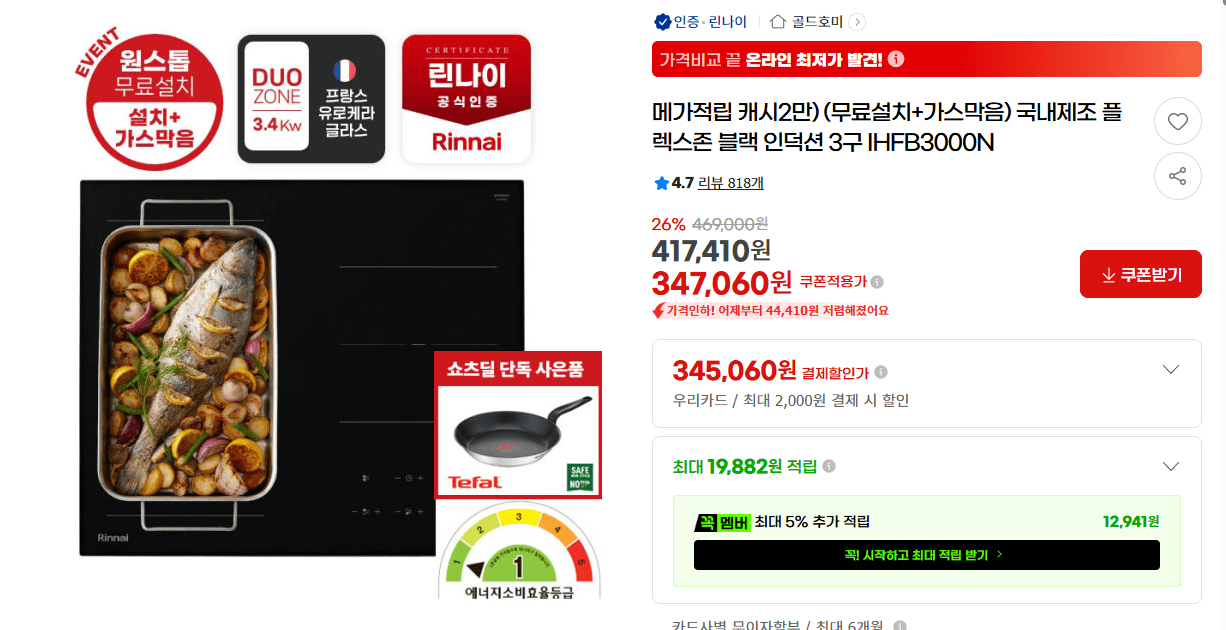 플렉스존 IHFB3000N 인덕션 3구