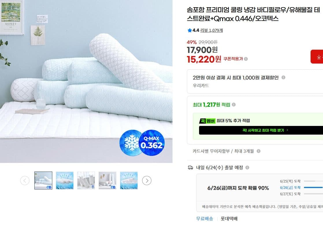 쿨링 냉감 바디필로우