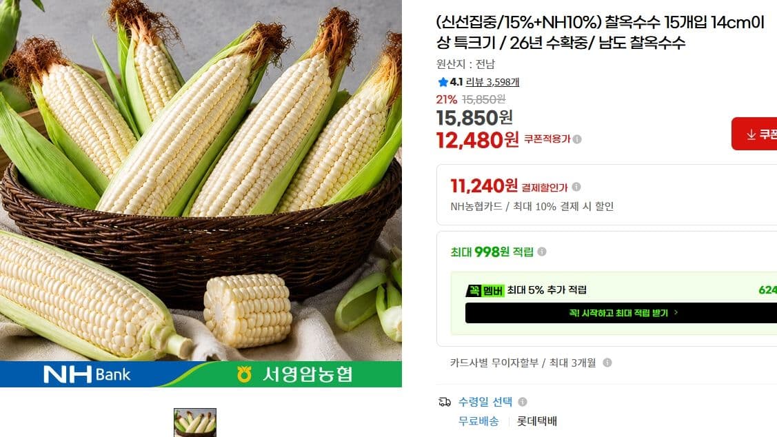 찰옥수수 15개입