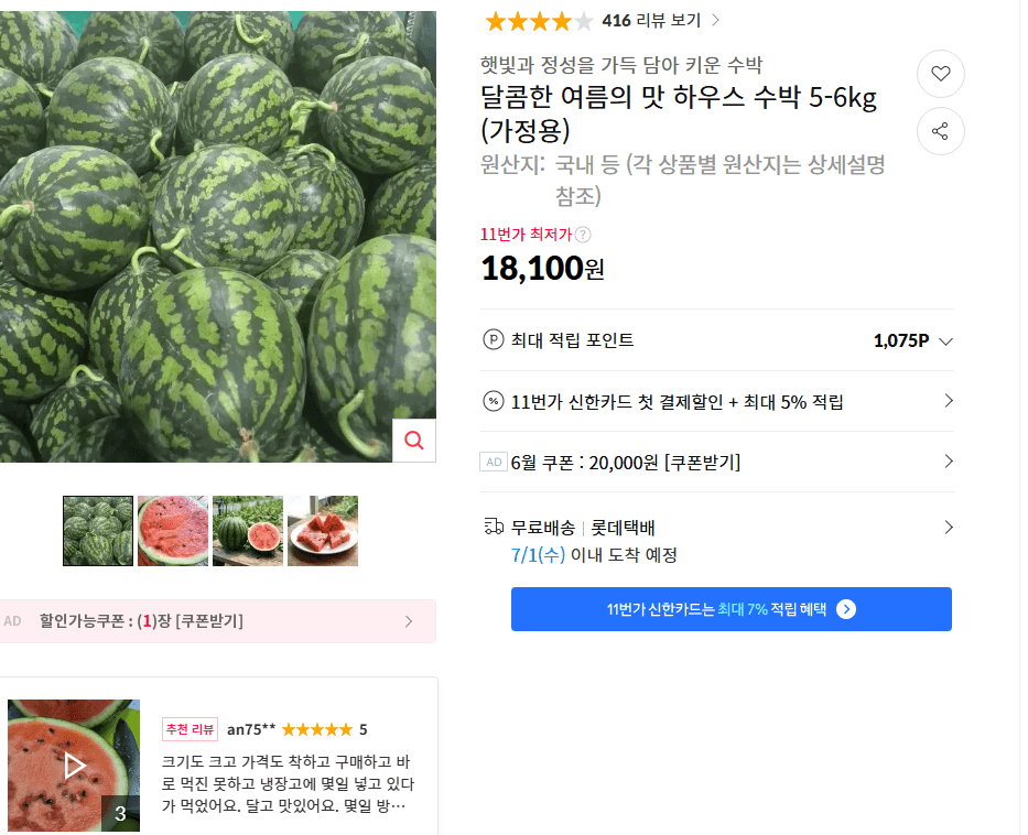 하우스 수박 5-6kg