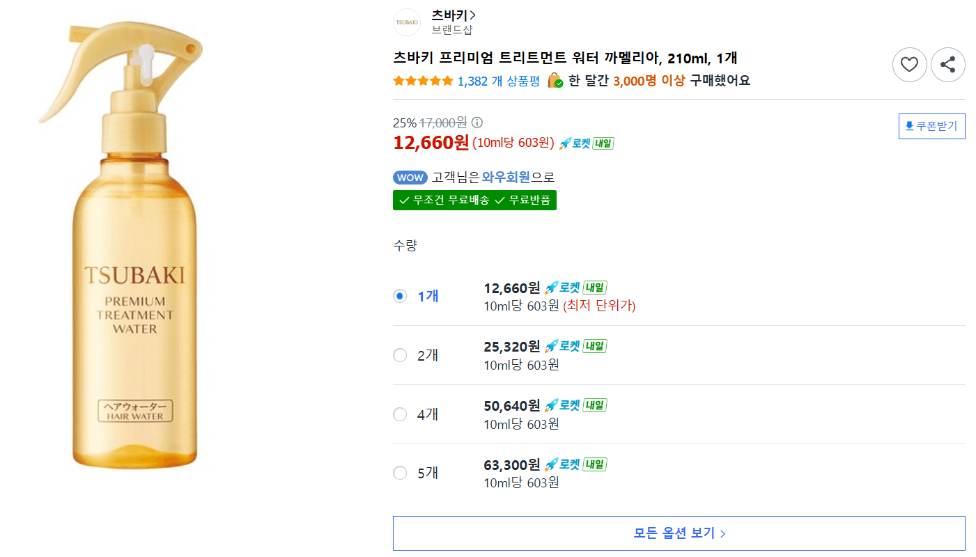 츠바키 트리트먼트 워터