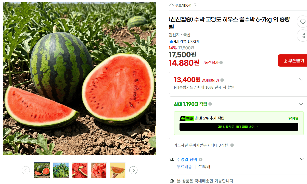수박 고당도 하우스 꿀수박
