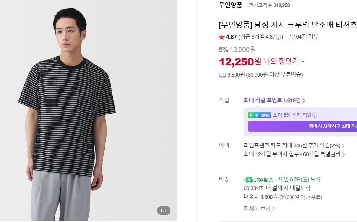 무인양품 크루넥 반소매