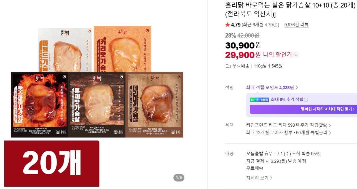 홀리닭 닭가슴살 20개