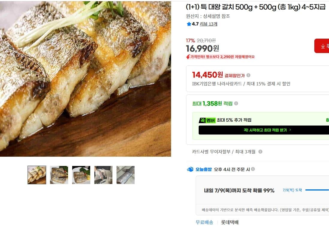 특 대왕 갈치 총 1kg