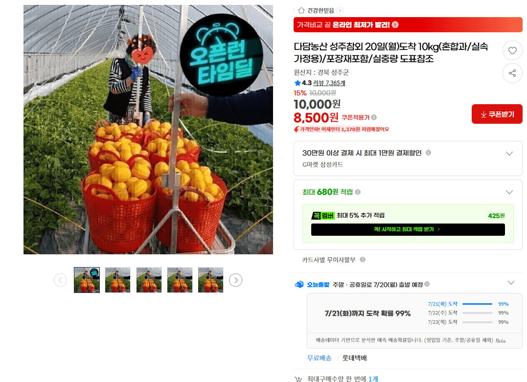다담농산 성주참외 10kg