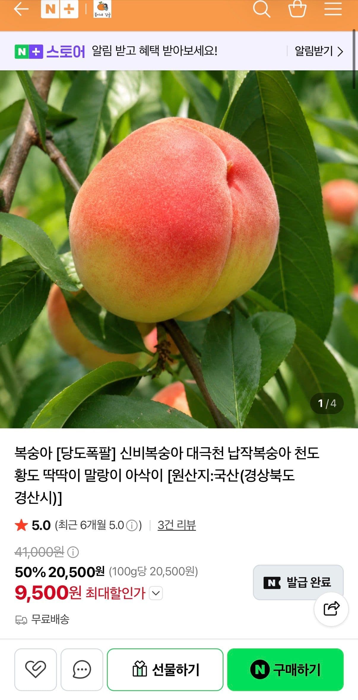 대월 복숭아 4KG 소과