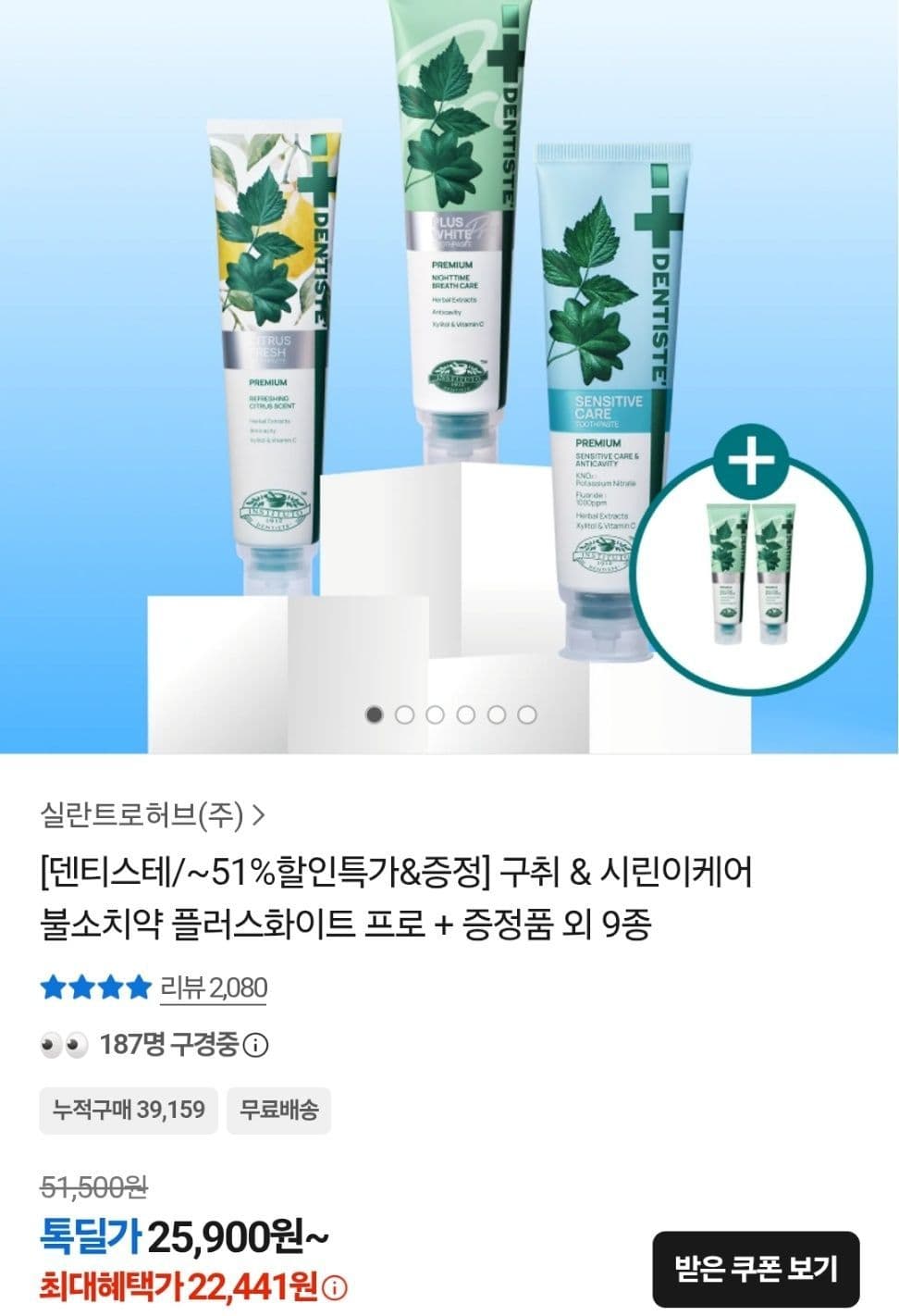 덴티스테 플러스화이트 프로 100g