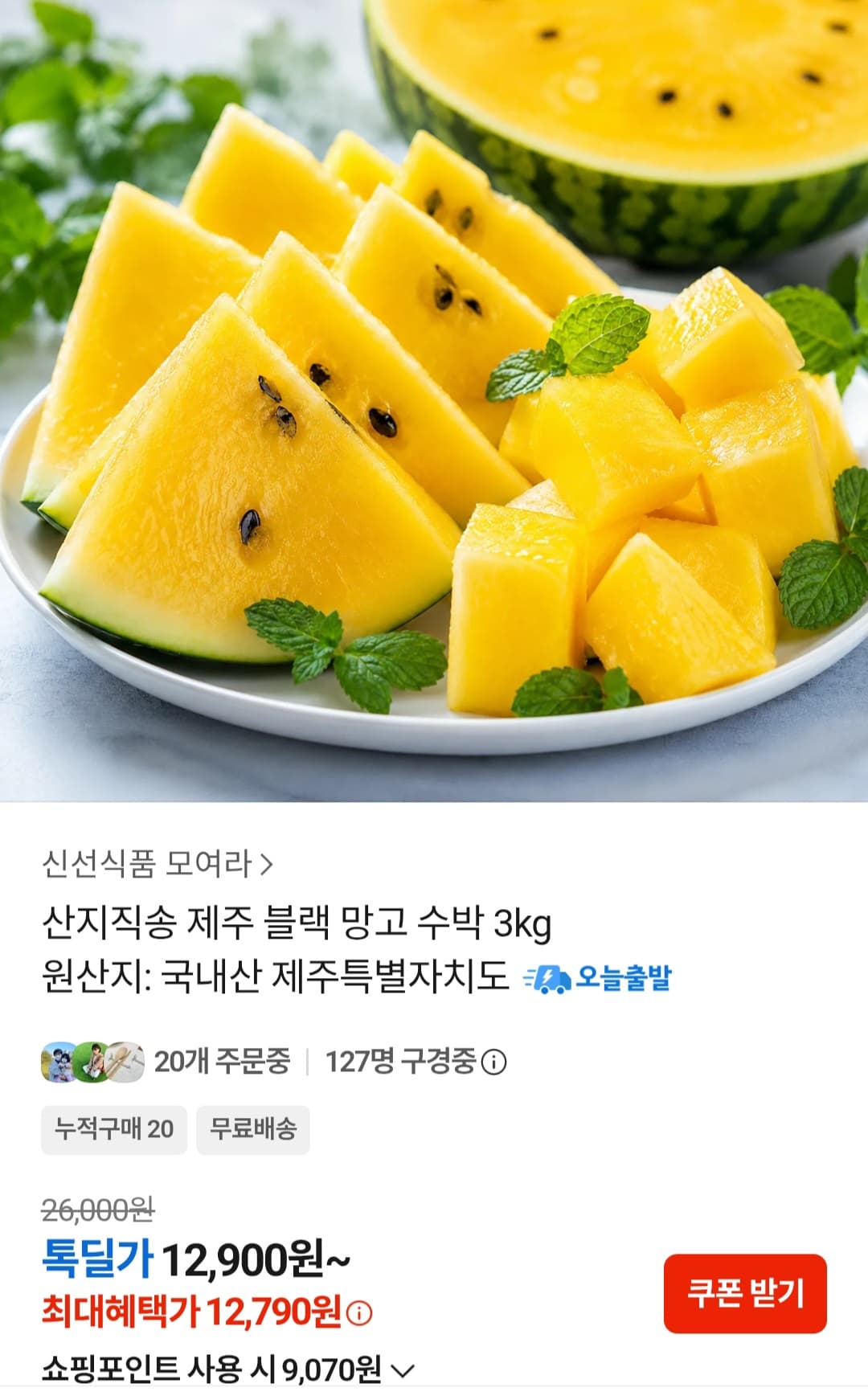 제주 블랙 망고 수박 3kg