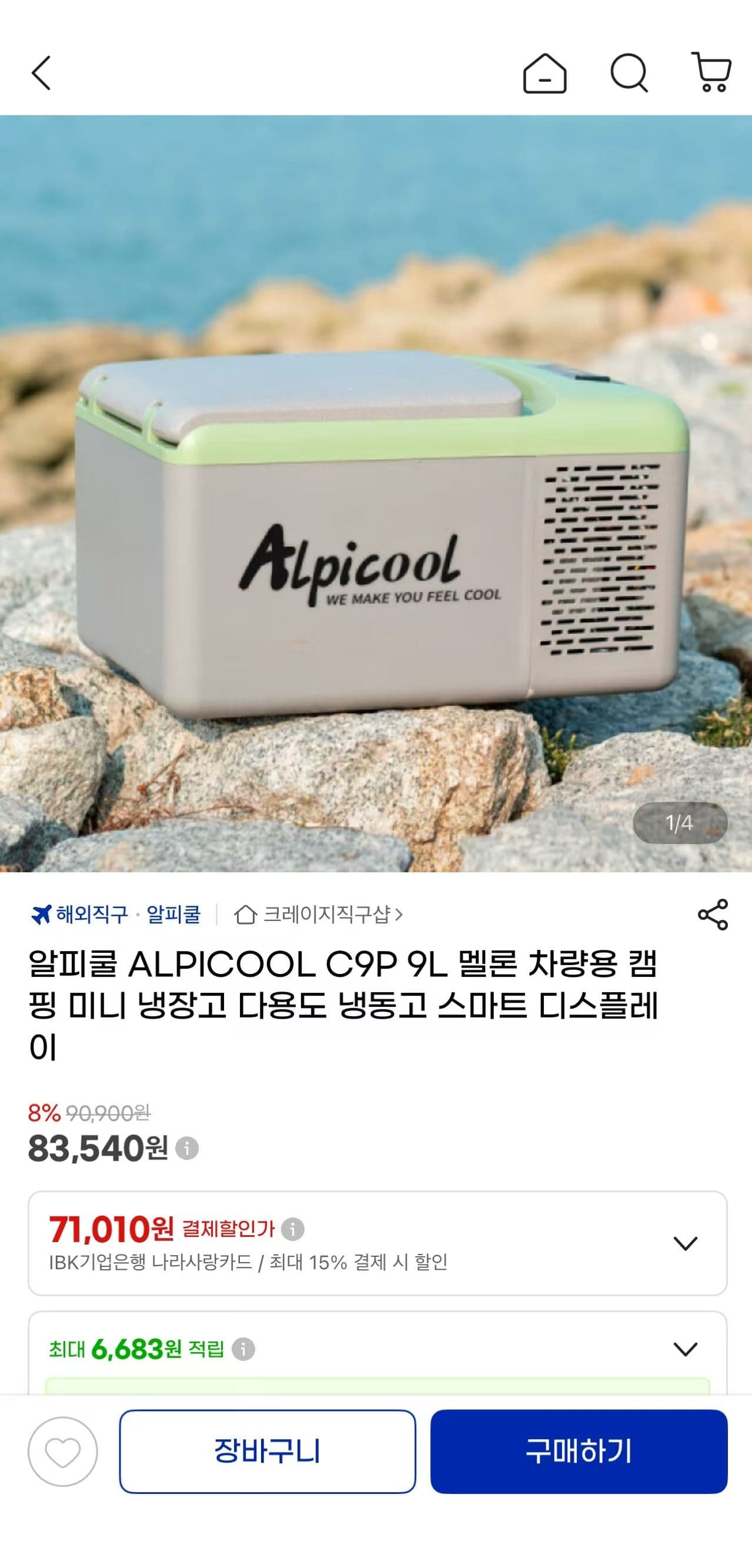 알피쿨 C9P 차량용 미니냉장고 9L