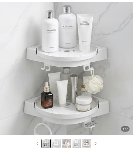 One-Touch Suction Corner Rotating Shelf
