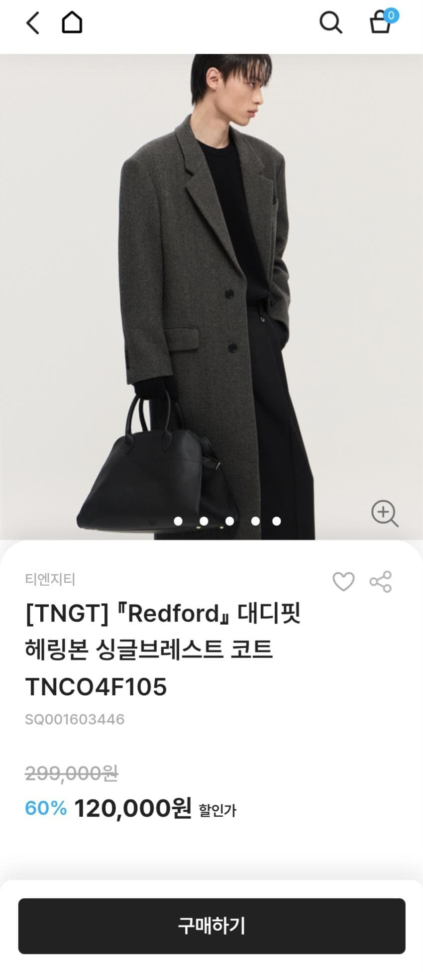 TNGT 레드포드 대디핏 헤링본 코트