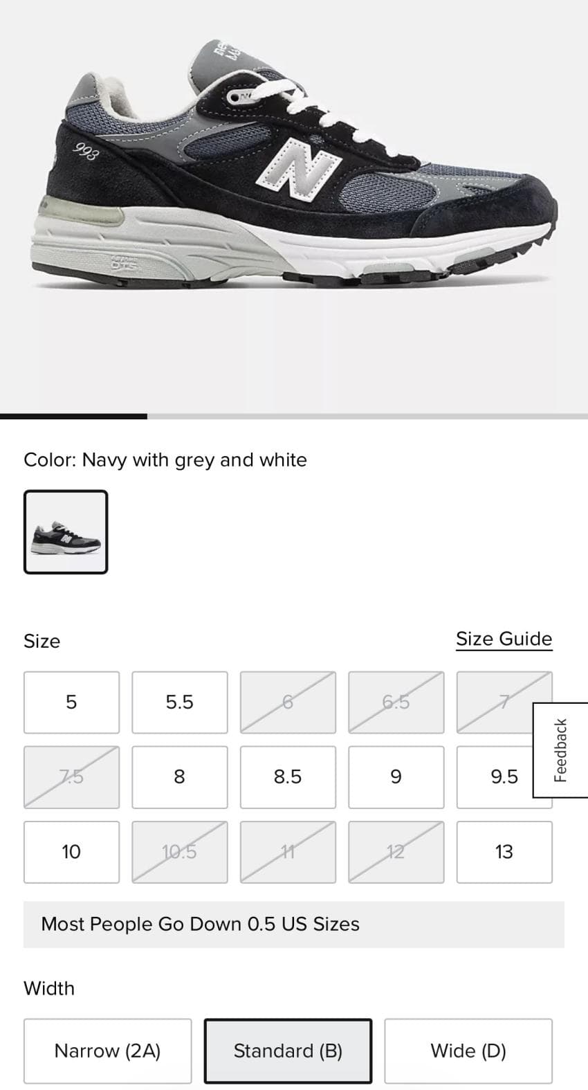 New Balance 993 우먼즈 네이비 $99