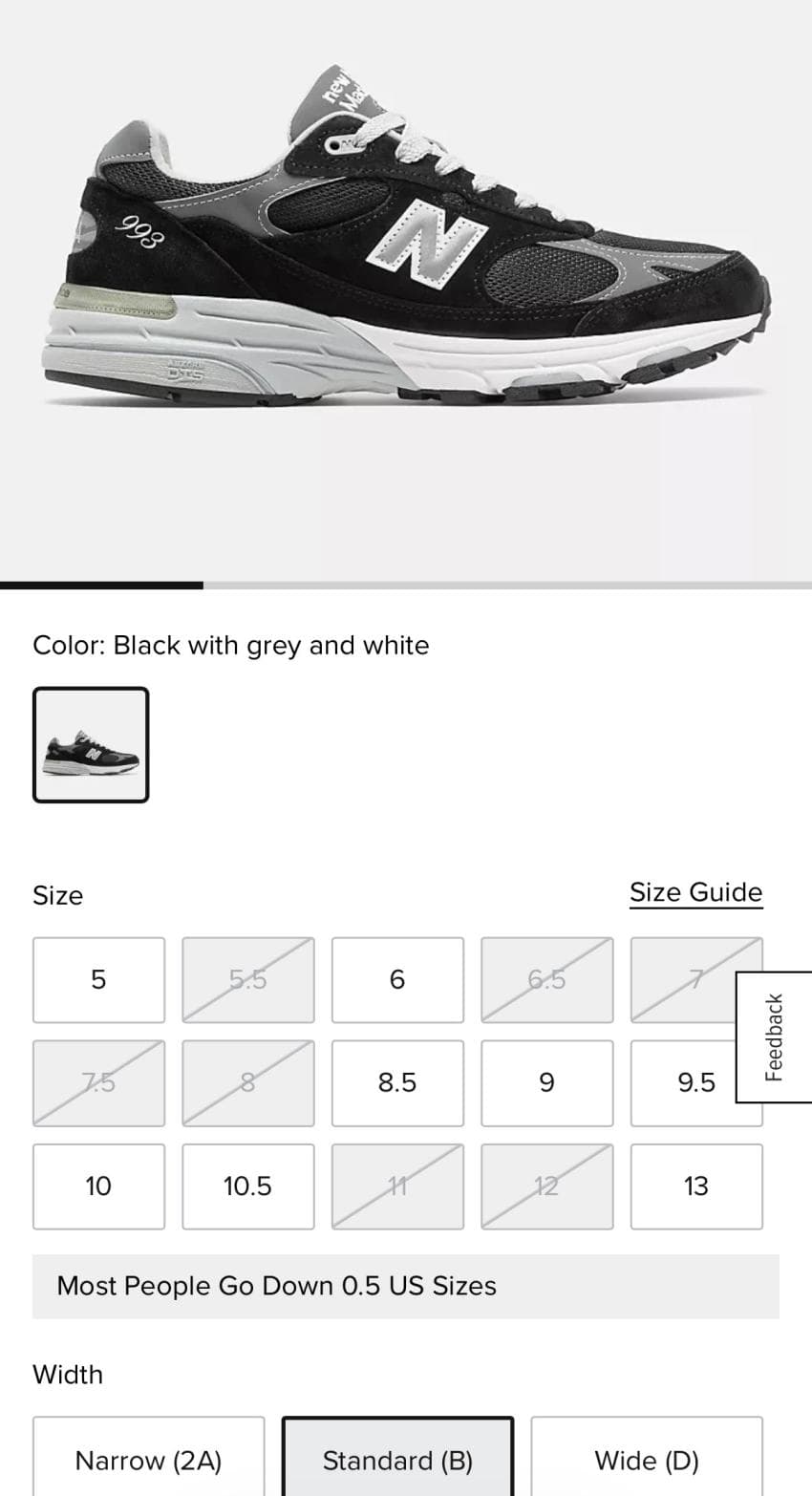 New Balance 993 블랙