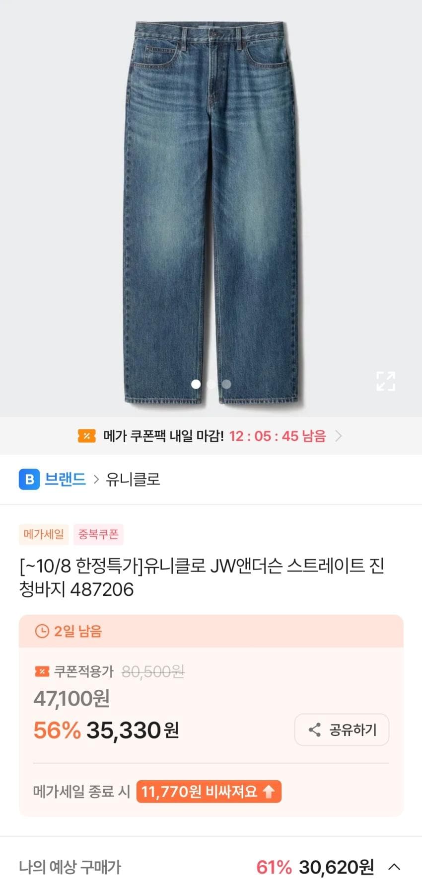 Uniqlo JW Anderson Straight Jeans