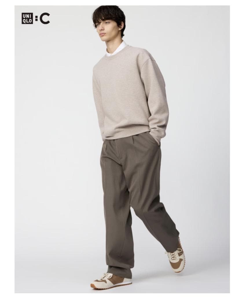 Uniqlo C Tuck Wide Tapered Pants Brown