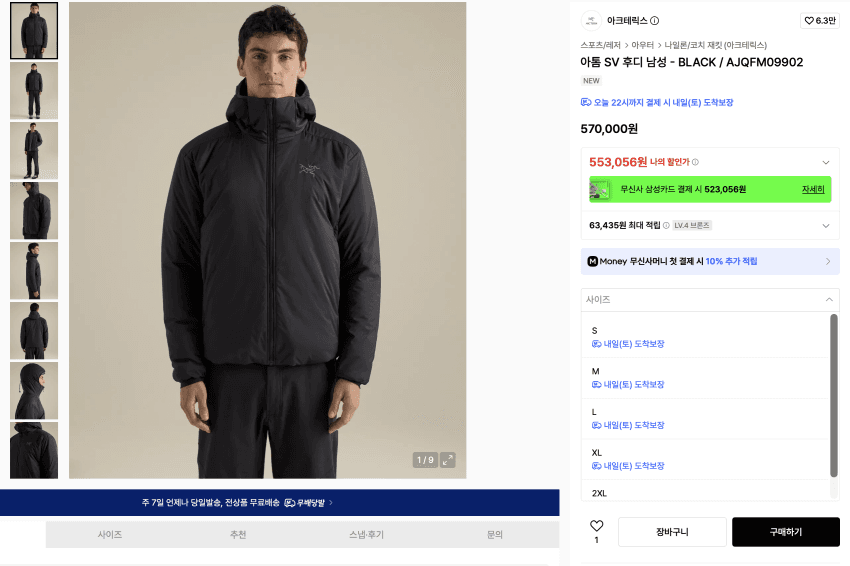 아크테릭스 아톰 SV 후디