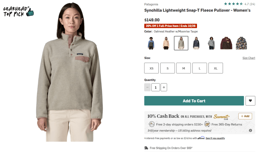 Patagonia Synchilla Lightweight Snap-T Fleece Pullover