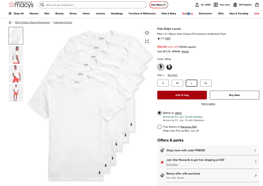 Polo Ralph Lauren 언더로고 반팔 6장