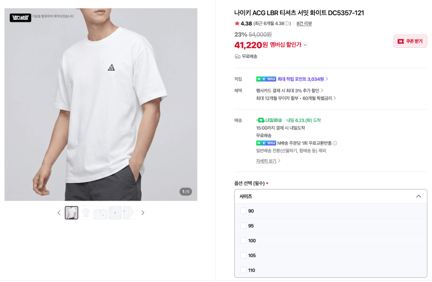 나이키 ACG LBR 티셔츠 (23% 할인)