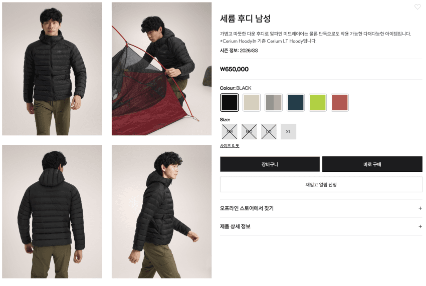 아크테릭스 세륨 후디