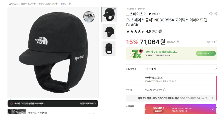 노스페이스 고어텍스 이어머프
