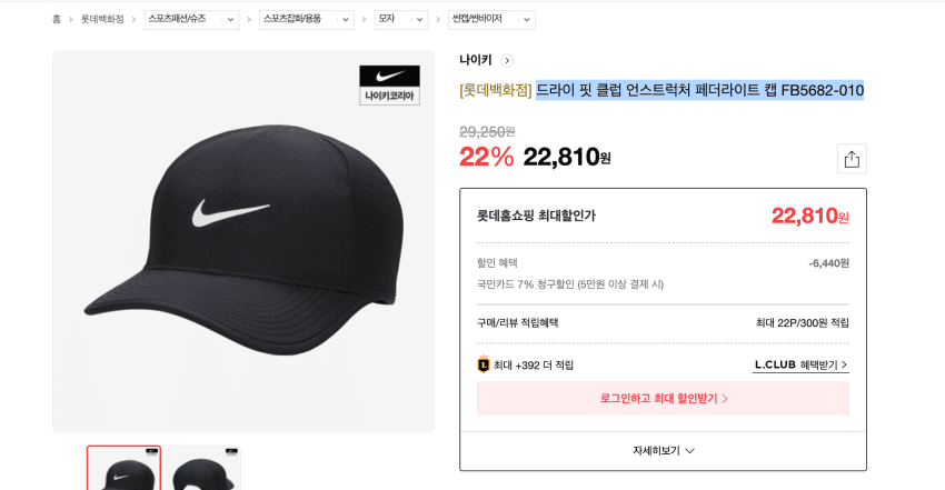 Nike 페더라이트 캡