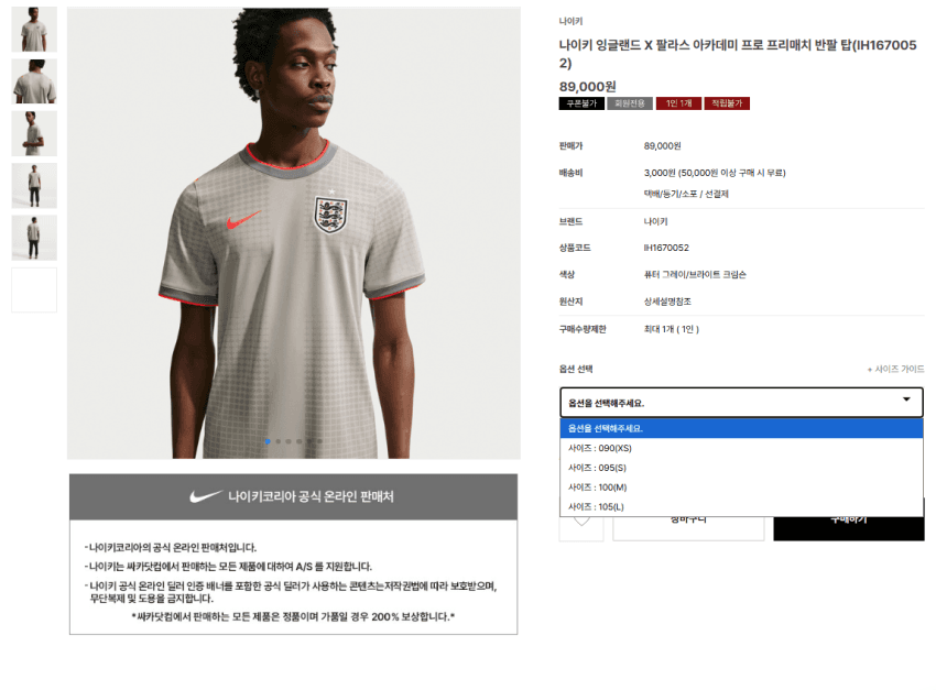 나이키 팔라스 프리매츠 반팔