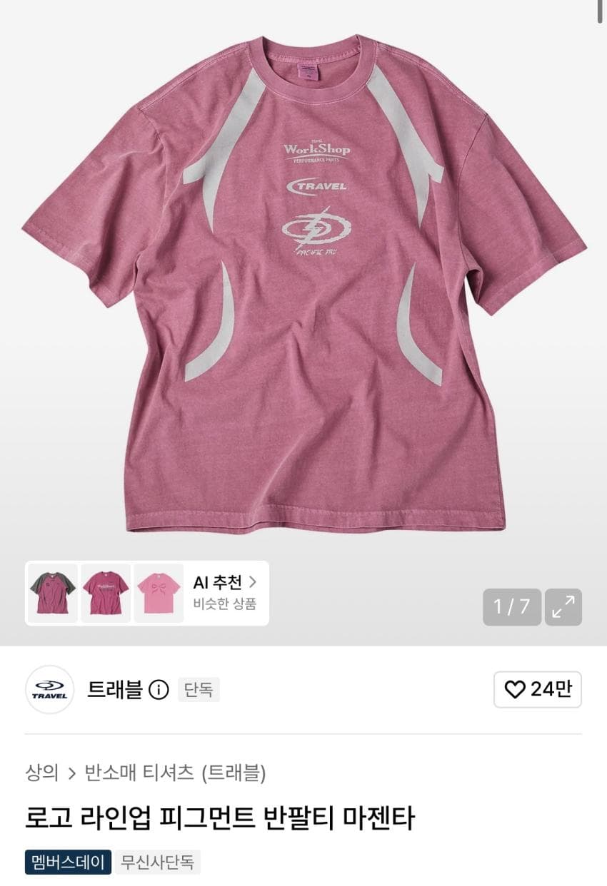 트래블 피그먼트 반팔티