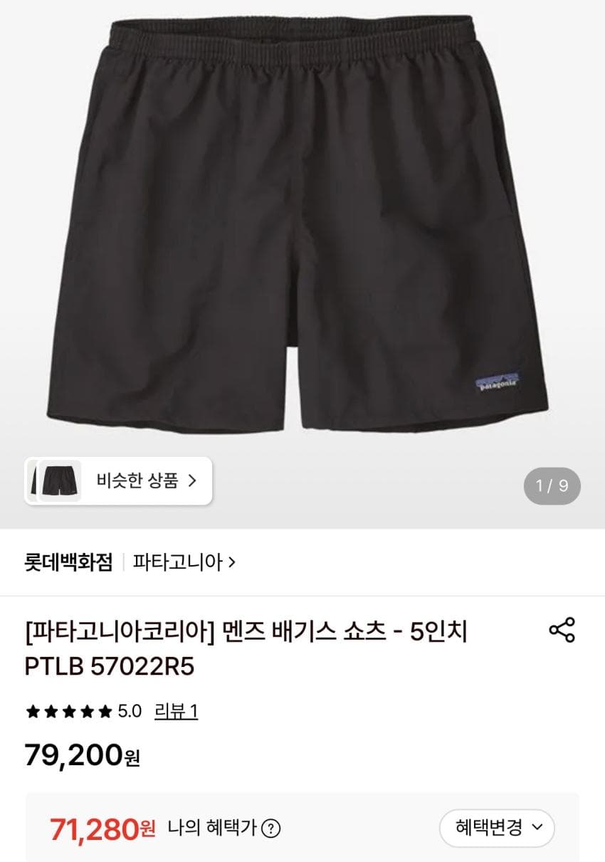 파타고니아 배기스 쇼츠 5인치