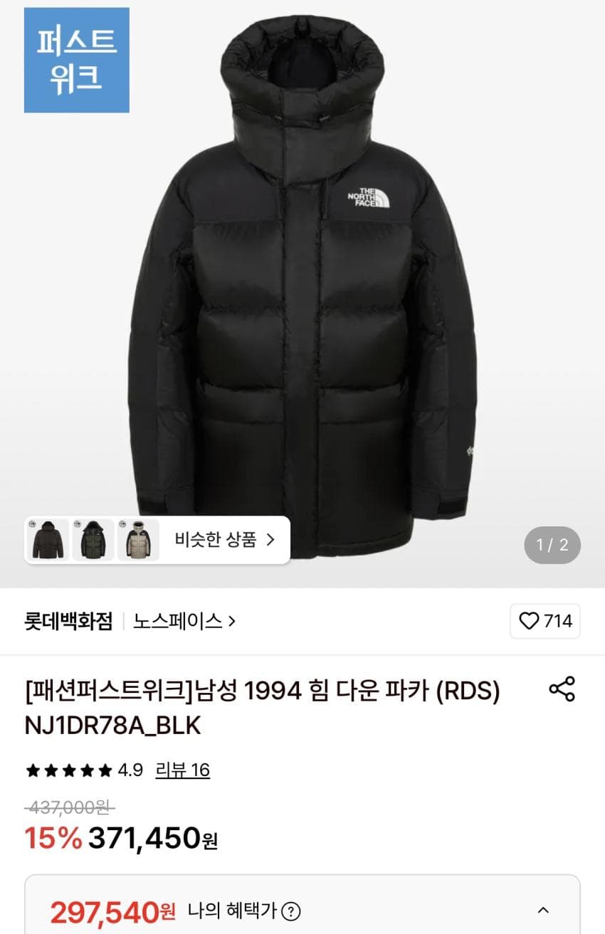 노스페이스 1994 다운 파카
