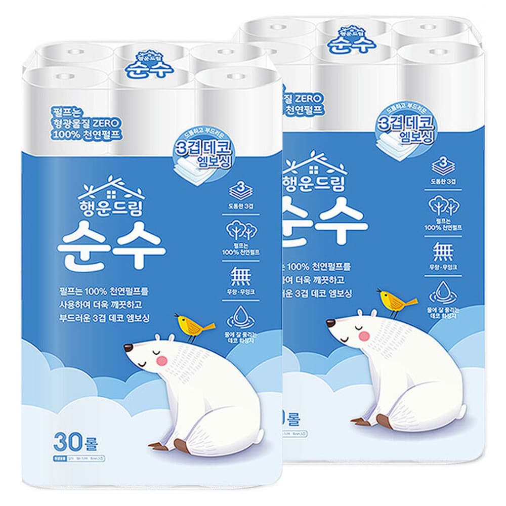 행운드림 순수 데코 화장지 30롤 2개