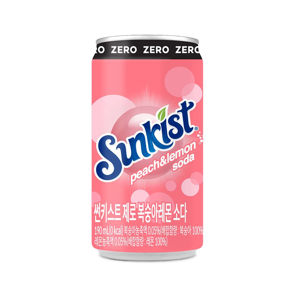 썬키스트 제로 복숭아레몬소다 190ml 30개