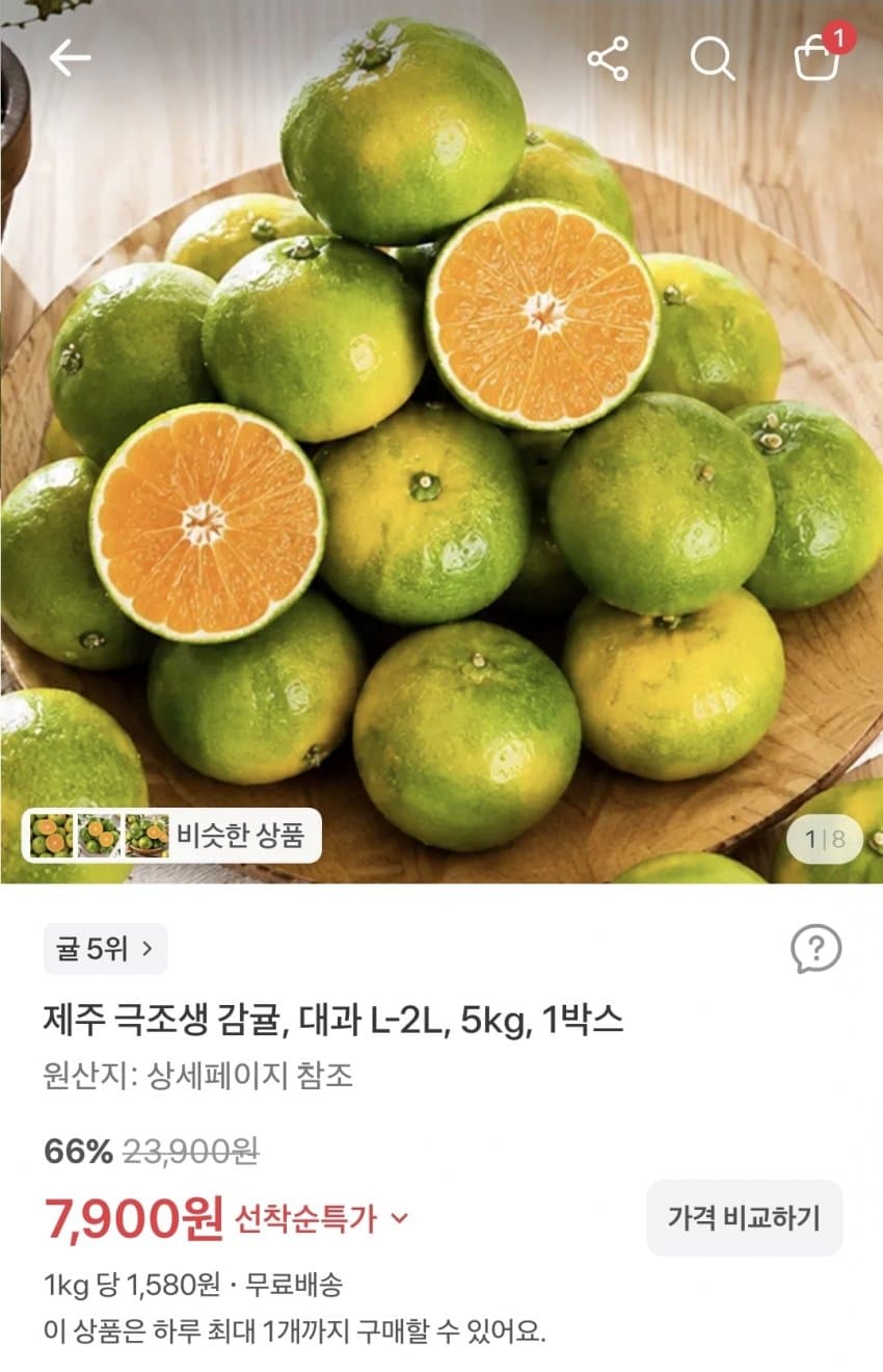 제주 극조생 감귤 5kg 1박스