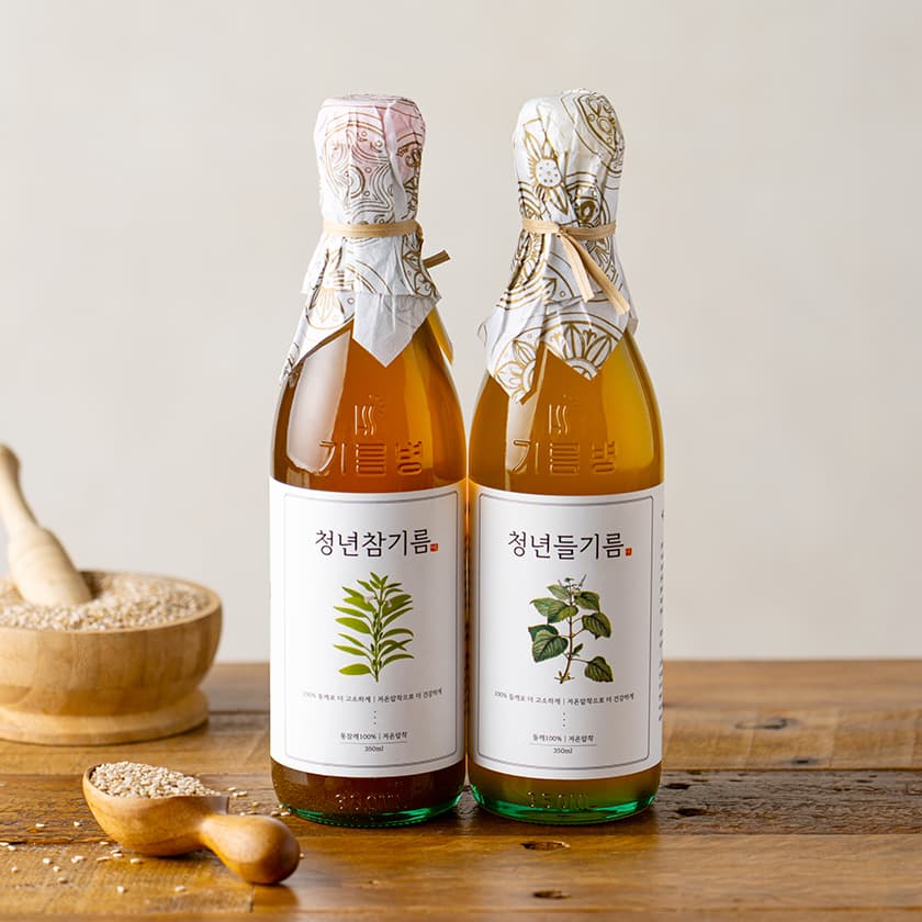 청년 참기름·들기름 350ml 세트