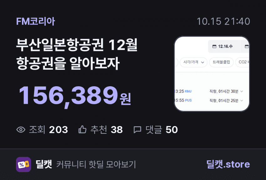 부산-일본 12월 항공권