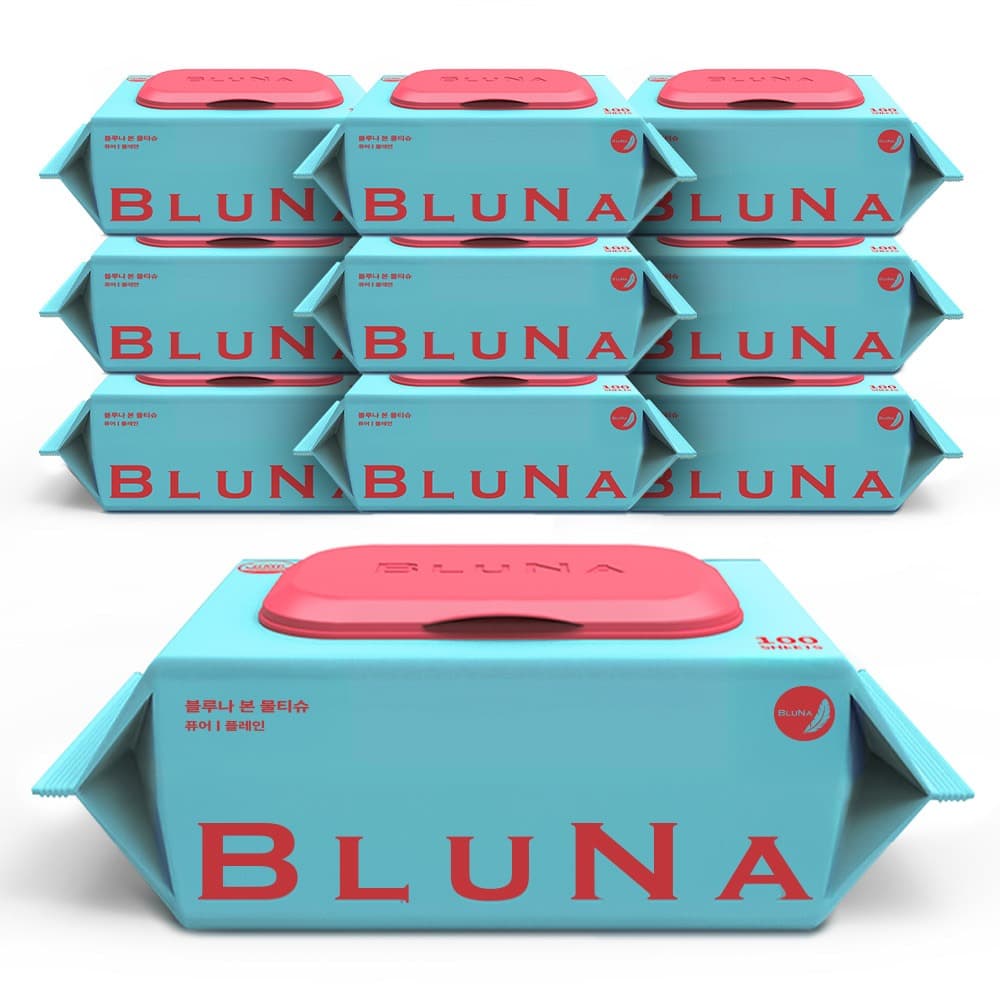 Bluna Bon Pure Wet Wipes Cap Type 100ct×10