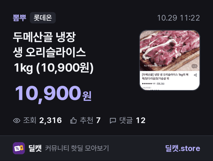 Dumesangol Chilled Fresh Duck Slices 1kg