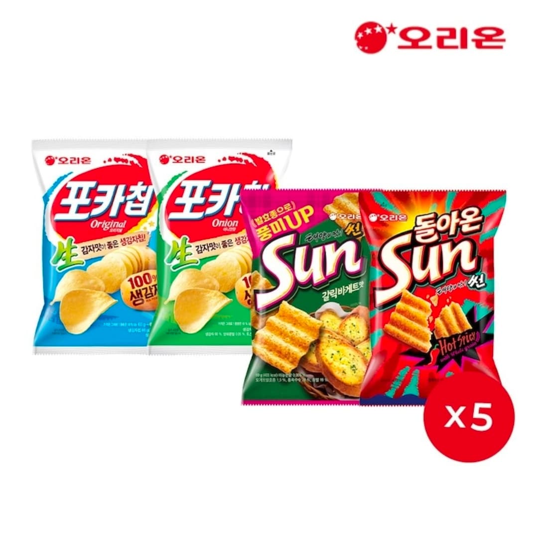 포카칩 66g 5개+어니언 66g 5개+썬 핫스파이시 80g 5개+갈릭바게트 80g 5개