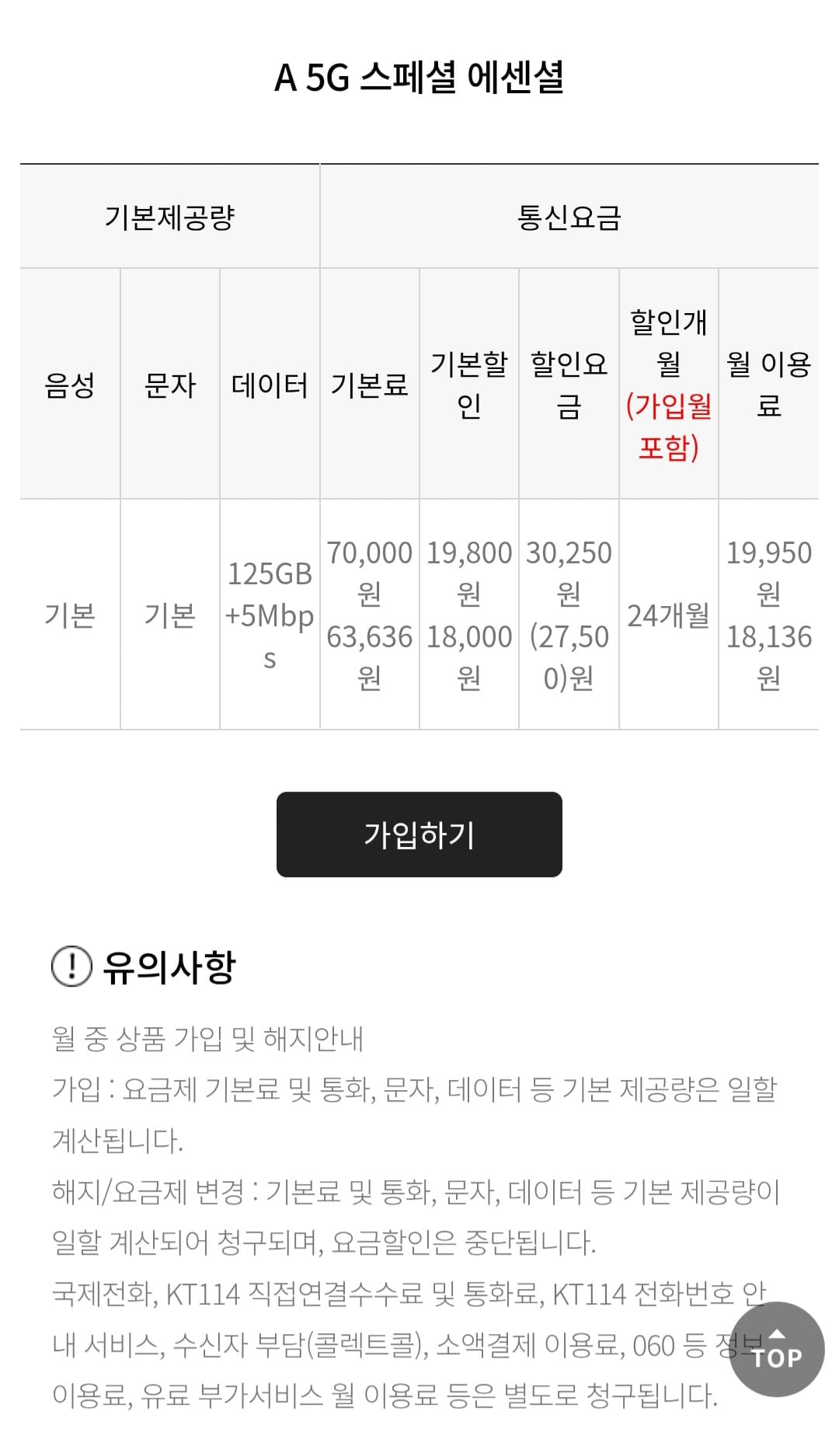 역대가? 알뜰폰 5G 125GB+5Mbps LG망 24개월
