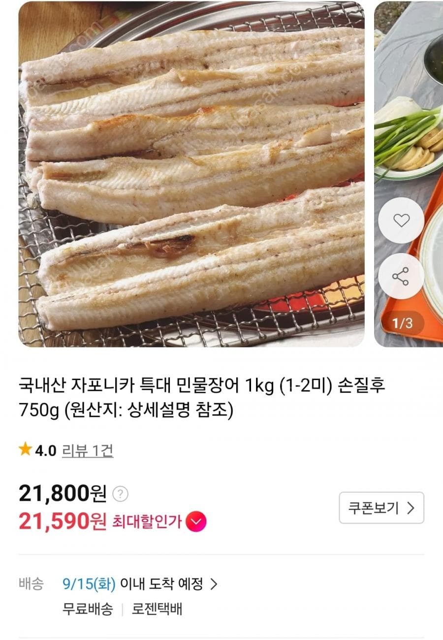 국내산 자포니카 특대 민물장어 1kg