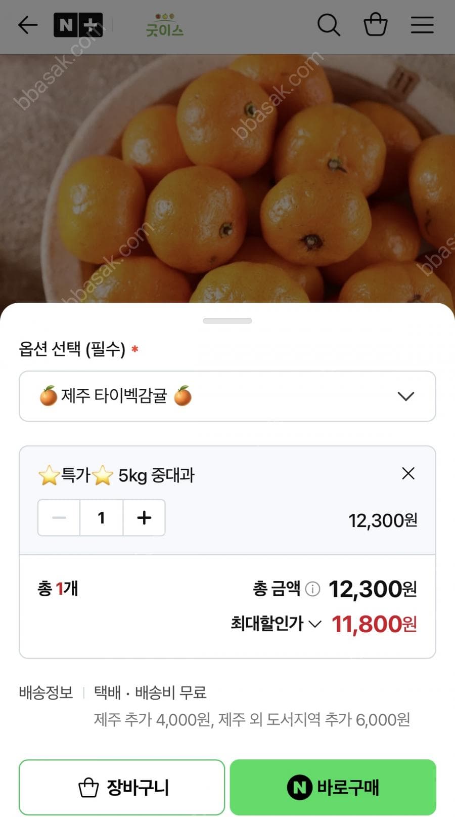 제주 타이벡감귤 중대과 5kg