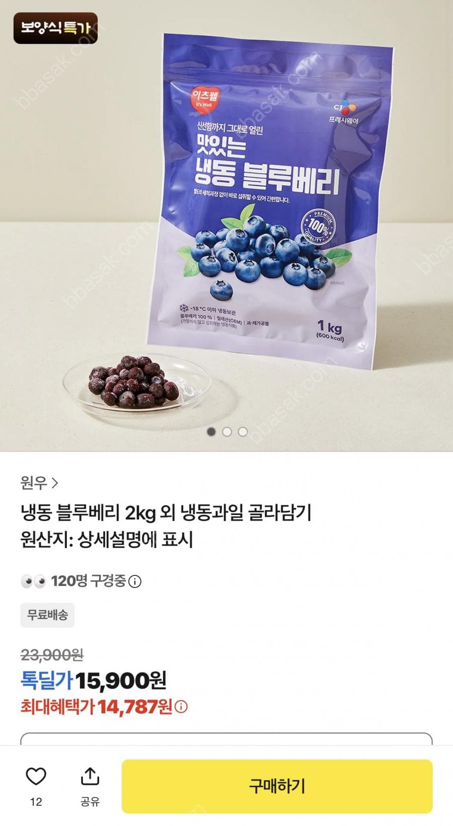 냉동 블루베리 2kg